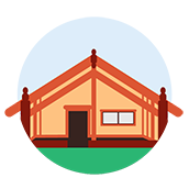 Whare of a marae